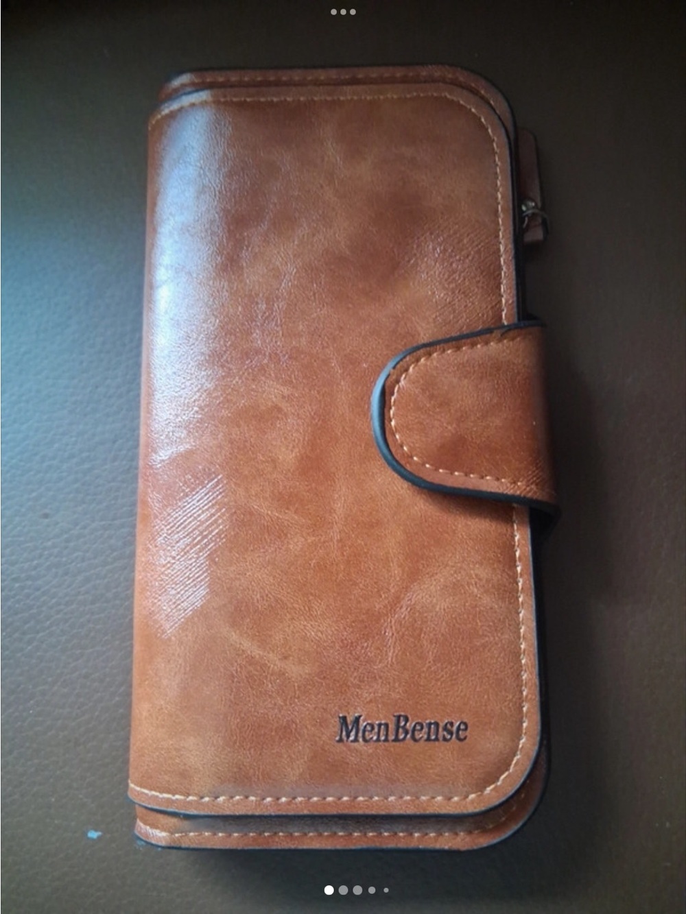 Classic Tan Leather Phone Wallet for Men